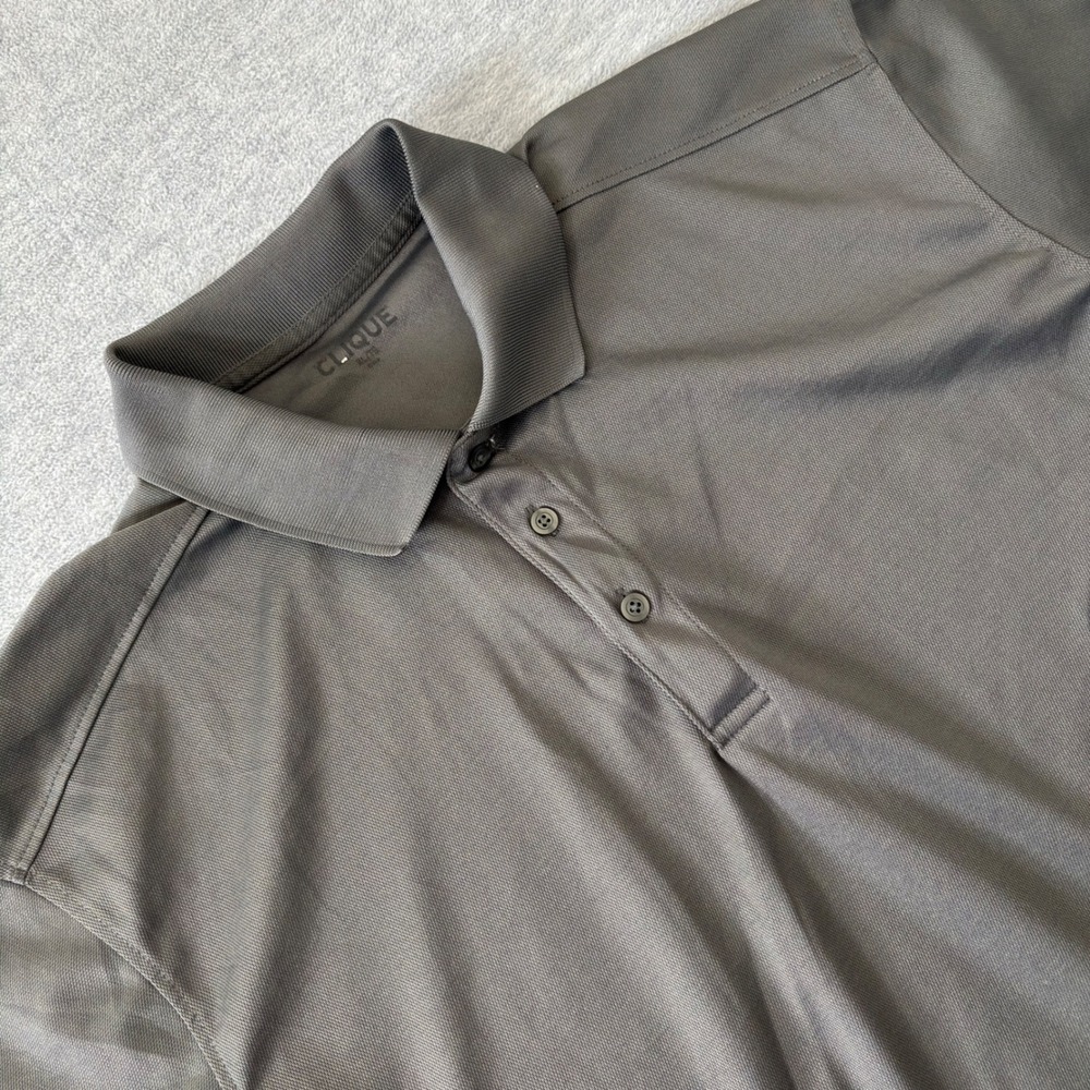 Clique Mens XL Charcoal Gray Performance Short Sleeve Pique Polo Shirt Solid